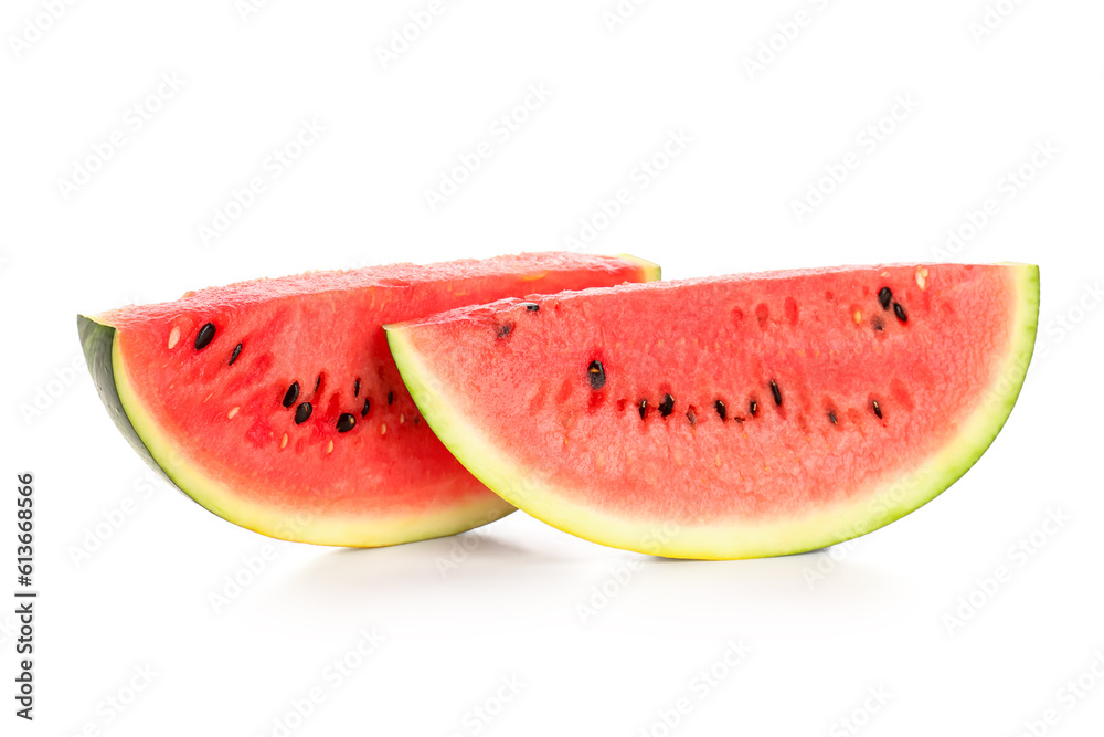 Pieces of fresh watermelon on white background Pieces of fresh watermelon on white background