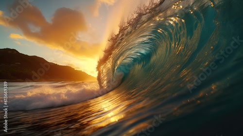 Hawaii Travel Wave at Sunset