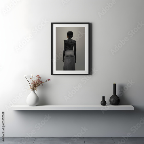 Frame mockup. Coastal Scandinavian interior style. minimalism concept. Vertical templates for artwork, painting, photo or poster mockups. 3d .