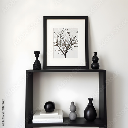 Frame mockup. Coastal Scandinavian interior style. minimalism concept. Vertical templates for artwork, painting, photo or poster mockups. 3d .