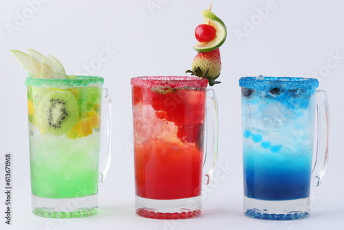 colorful flavored soft drinks photo