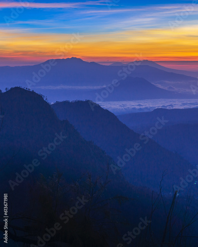View of the sunrise on Bromo Mountain