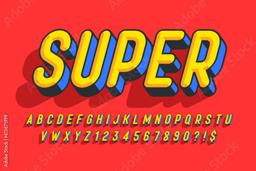 Obraz na płótnie Trendy 3d comical design, colorful alphabet, typeface.