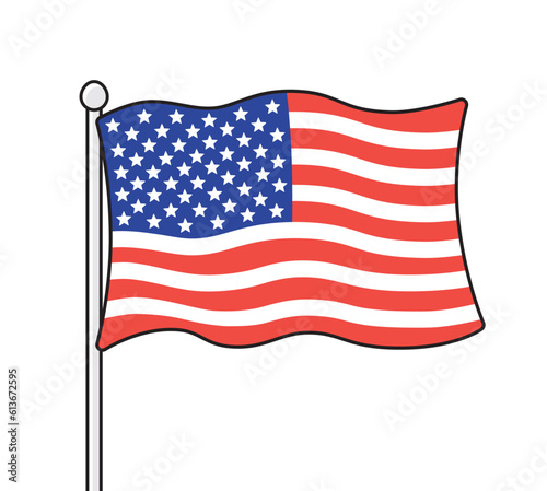 USA, American flag icon isolated vector illustration.