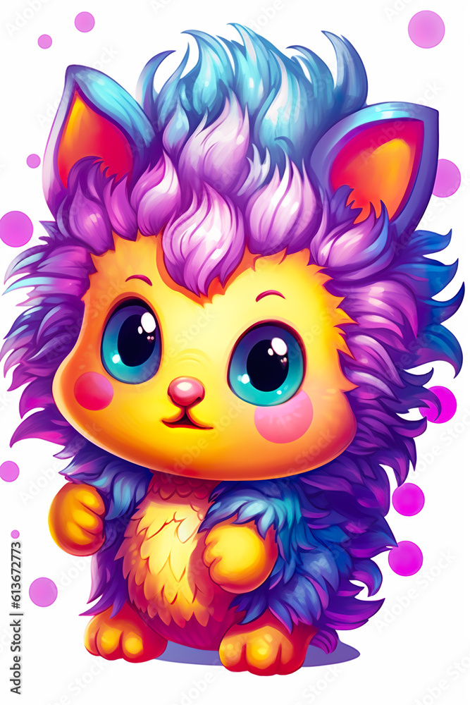 A cute little furry animal with blue hair. Generative AI. A cute little furry animal with blue hair. Generative AI.
