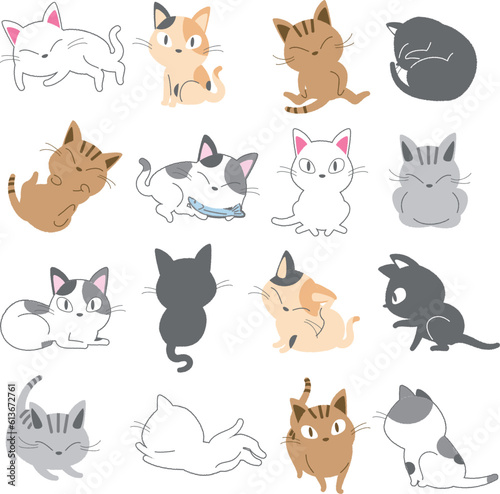 猫の詰め合わせベクターイラストセット