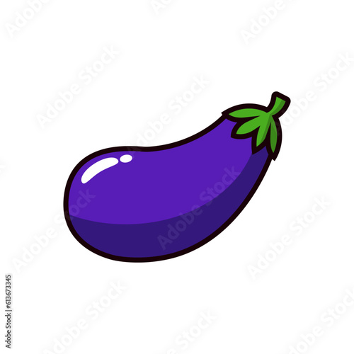 Eggplant vector illustration isolated on white background. Simple eggplant cartoon illustration.