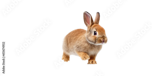 an adorable cottontail bunny rabbit in a spring-themed illustration, isolated, running, jumping, and bouncing, a spring-themed illustration on a transparent background in PNG format. Generative AI  © Purple Penguin GFX