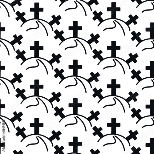 Seamless pattern with Christian crosses. Print for textile, wallpaper, covers, surface. For fashion fabric. Retro stylization. Religious seamless pattern