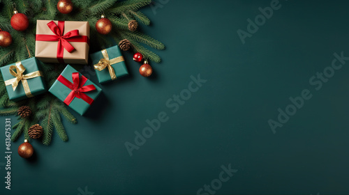 A bunch of presents sitting on top of a christmas tree. Generative AI.