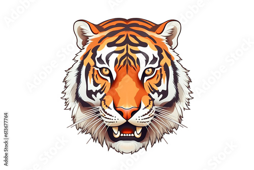 Illustration of a tiger s face on a white background isolated