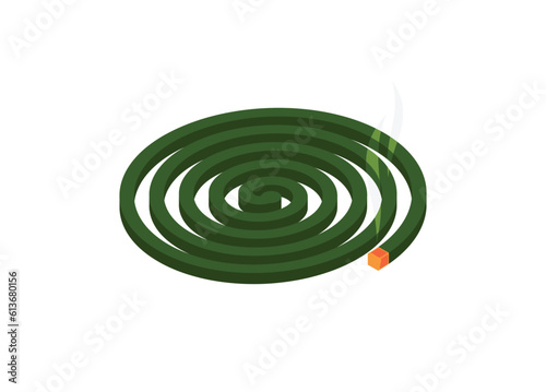 Mosquito coil in isometric view. Simple flat illustration.
