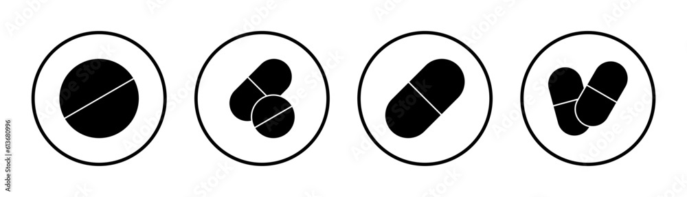 Pills icon set illustration. capsule icon. Drug sign and symbol Pills icon set illustration. capsule icon. Drug sign and symbol