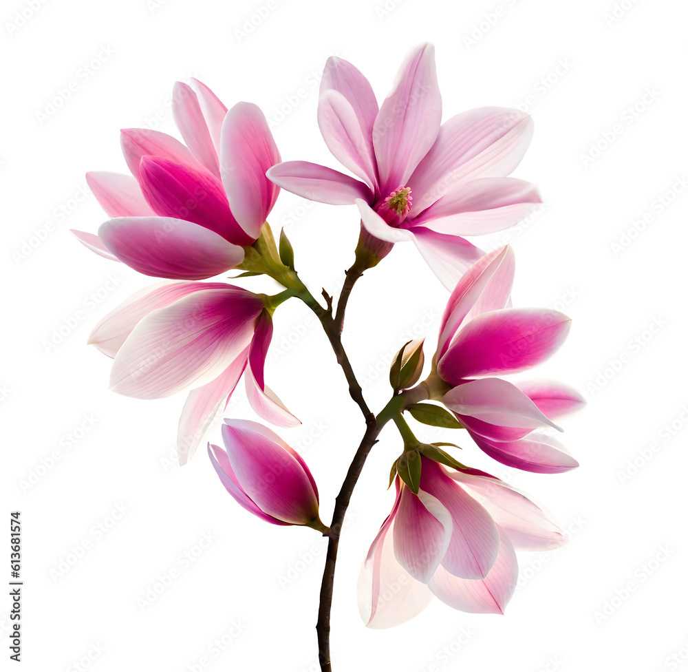 pink magnolia flower isolated, Generative AI