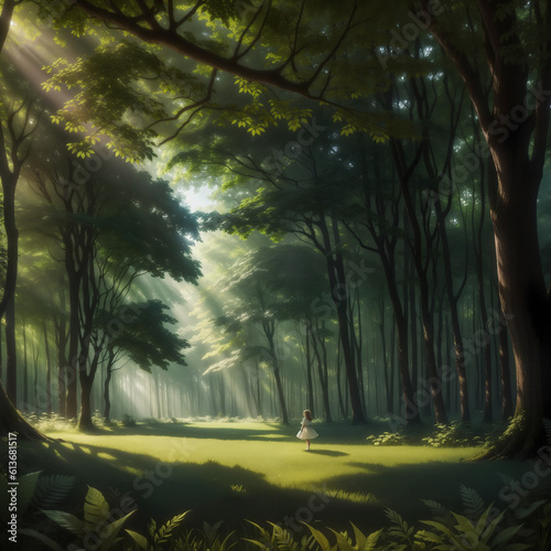 morning in the woods created with Generative AI
