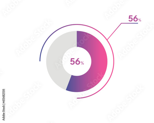 56 Percentage circle diagrams Infographics vector, circle diagram business illustration, Designing the 56% Segment in the Pie Chart.