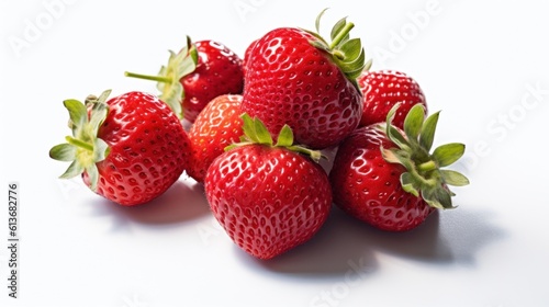 A pile of strawberries sitting on top of a white surface. Generative AI image.