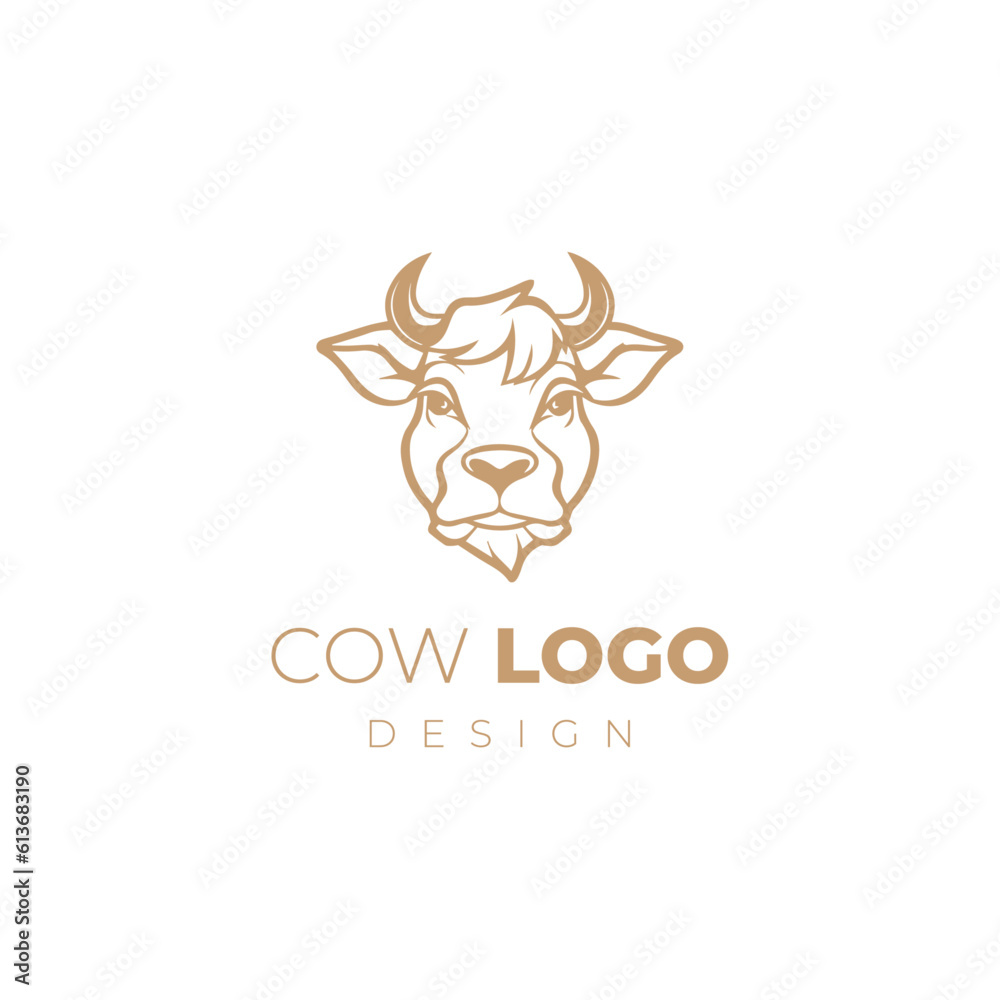 Funny cow head logo template, cow face logo design for dairy, beef and agriculture products, Cartoon vector illustration of cow head Funny cow head logo template, cow face logo design for dairy, beef and agriculture products, Cartoon vector illustration of cow head