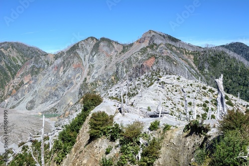 Photo of a breathtaking view of the majestic Chaiten volcano in the scenic Patagonia region of Chile