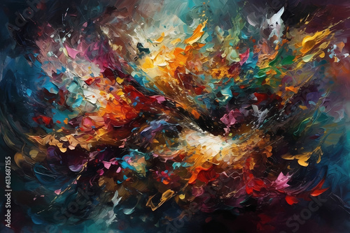 Abstract art - painting done with warm colors