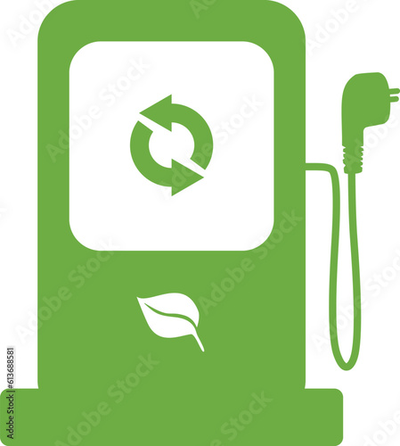Electric Fuel Pump Icon Vector Design Graphic. Charging point station for hybrid vehicles cars 
