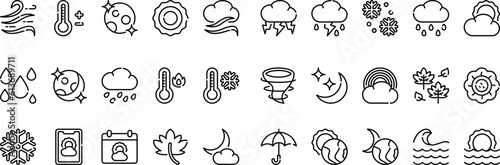 Weather icon set with outline style use 64 x 64 px, icon simple for design