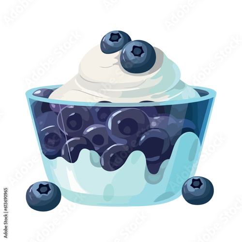 Blueberry dessert bowl, fresh fruit gourmet icon