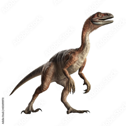 Velociraptor dinosaur on transparent background Generative AI 