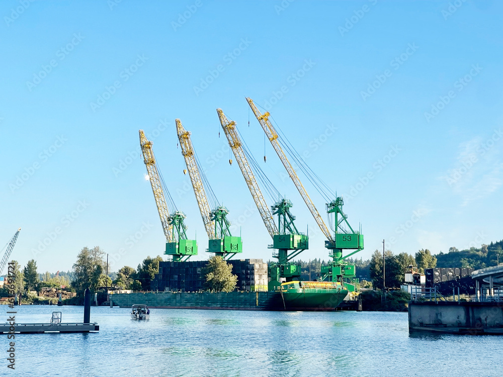 Port cranes on the Duwamish River in Seattle