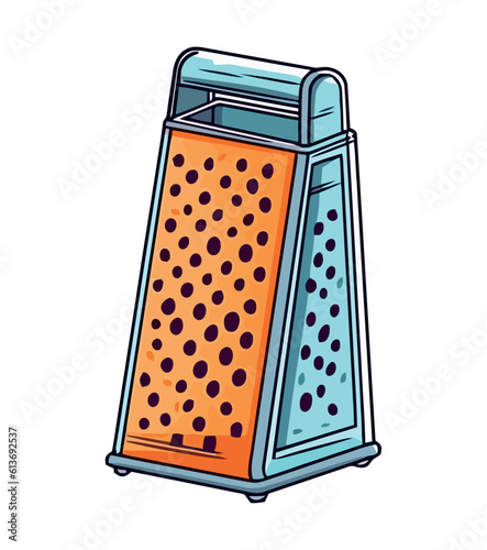 Metallic kitchen grater on white background vector