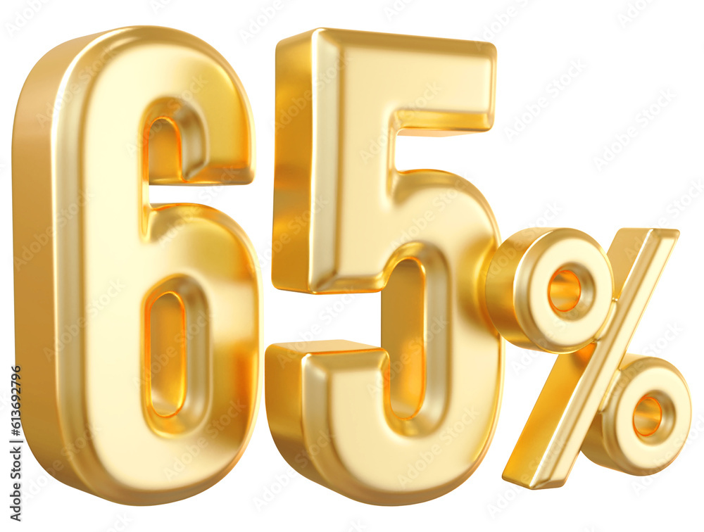 65 Percent Gold Number 3D