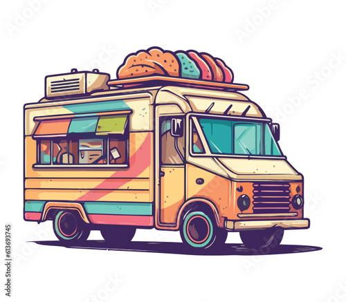 Eating gourmet dessert, food truck