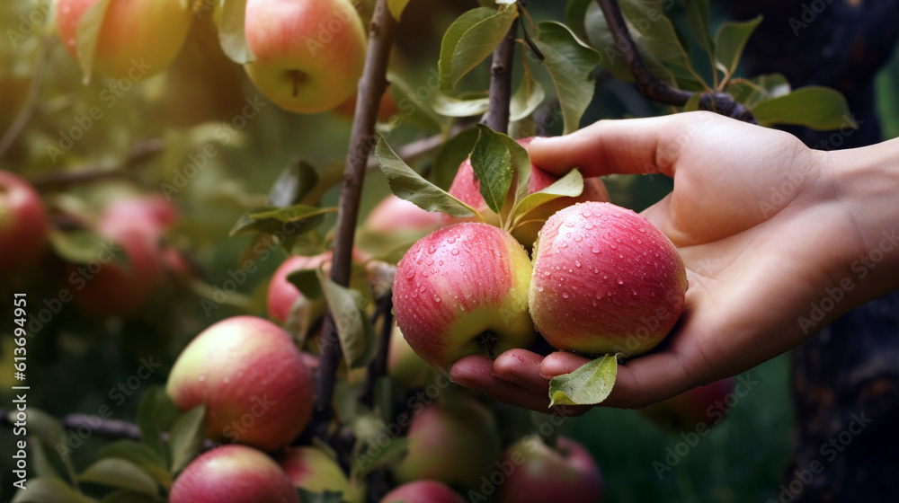Obraz premium apples on a tree. Generative Ai. 