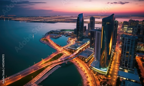 Skyscrapers in Abu Dhabi, United Arab Emirates.