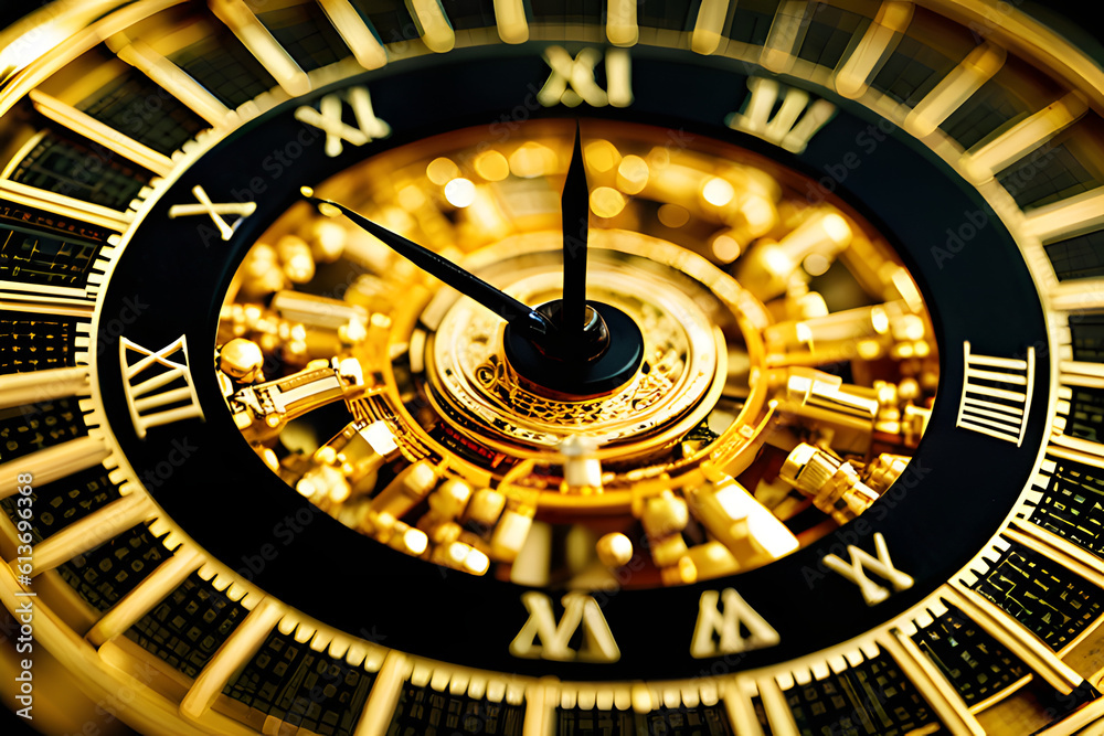 golden clock created using AI Generative Technology