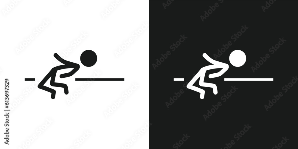 High jumping icon pictogram vector design. Stick figure man high jumping athlete vector icon sign symbol pictogram High jumping icon pictogram vector design. Stick figure man high jumping athlete vector icon sign symbol pictogram