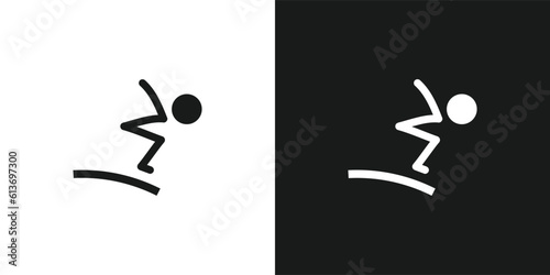 Diving icon pictogram vector design. Stick figure man diving athlete on the diving board preparing to jump and dive vector icon sign symbol pictogram. Water sports concept
