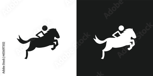 Equestrian sport icon pictogram vector design. Stick figure man horse rider vector icon sign symbol pictogram