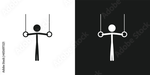 Gymnastic rings icon pictogram vector design. Stick figure man still rings athlete vector icon sign symbol pictogram