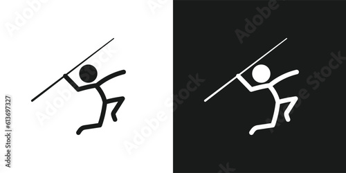 Javelin throwing icon pictogram vector design. Stick figure man javelin throwing athlete vector icon sign symbol pictogram