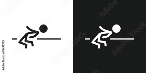 High jumping icon pictogram vector design. Stick figure man high jumping athlete vector icon sign symbol pictogram