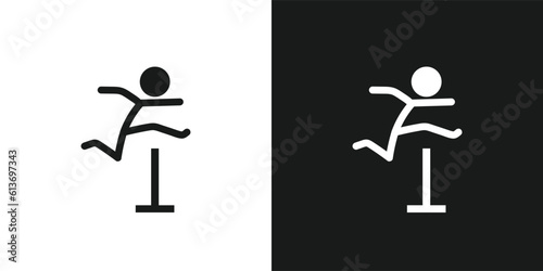 Hurdle race icon pictogram vector design. Stick figure man hurdle athlete vector icon sign symbol pictogram