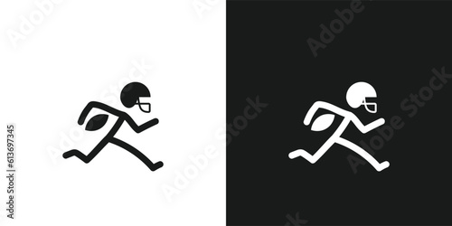Playing American football icon pictogram vector design. Stick figure man American football player vector icon sign symbol pictogram