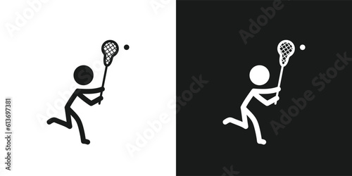Lacrosse icon pictogram vector design. Stick figure man lacrosse player vector icon sign symbol pictogram