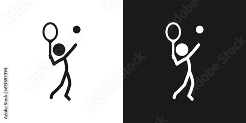 Tennis icon pictogram vector design. Stick figure man tennis player vector icon sign symbol pictogram
