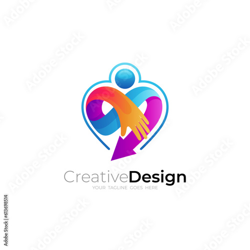 Community logo template  people care icon with 3d colorful