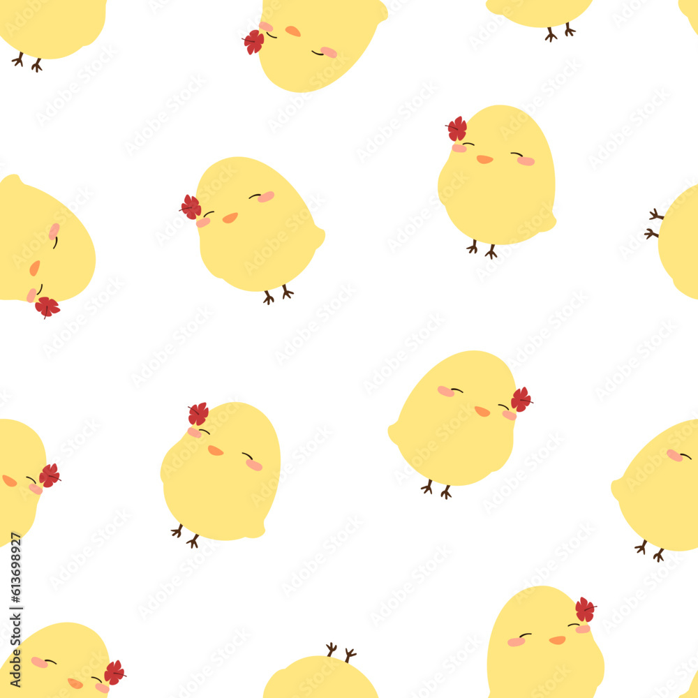 Seamless pattern cartoon chick on white backgroun Seamless pattern cartoon chick on white backgroun