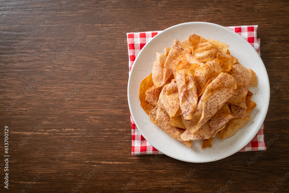 Taro Chips - fried or baked sliced taro Taro Chips - fried or baked sliced taro