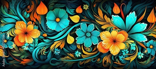 flowers and foliage colorful pattern spring summer background © EnelEva