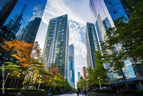 beautiful skyscraper modern office building